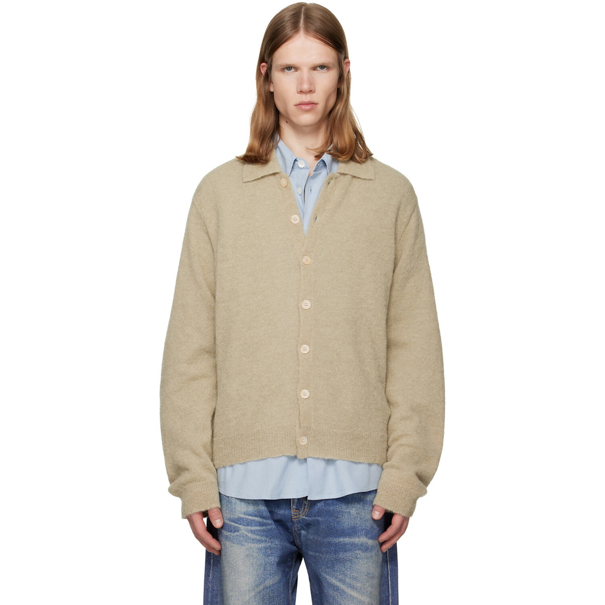 OUR LEGACY Beige Evening Polo Cardigan