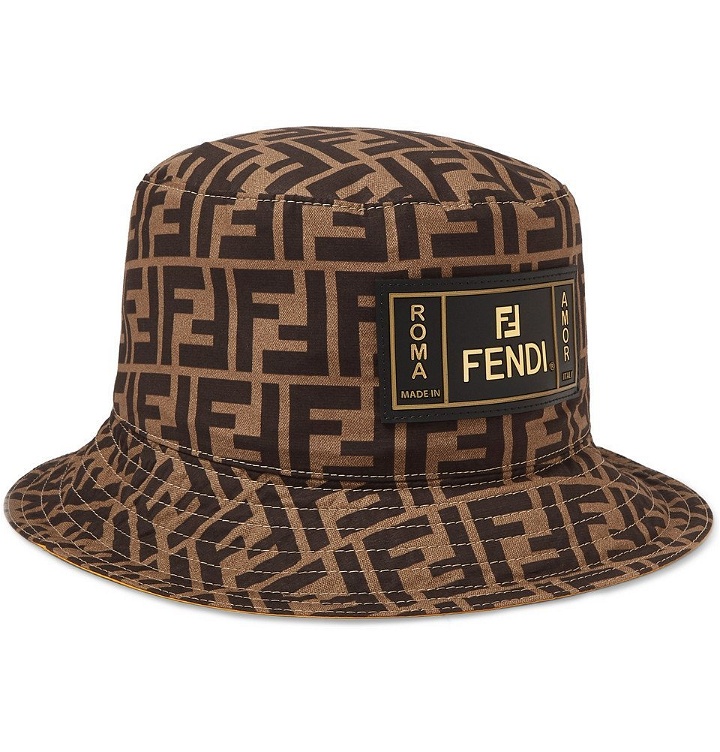Photo: Fendi - Reversible Logo-Print Cotton Bucket Hat - Brown