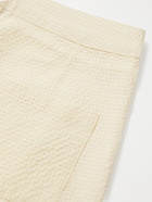 RICHARD JAMES - Tapered Wool and Cotton-Blend Seersucker Drawstring Trousers - White