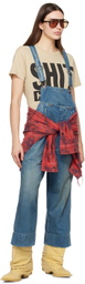 R13 Indigo Slouch Denim Overalls