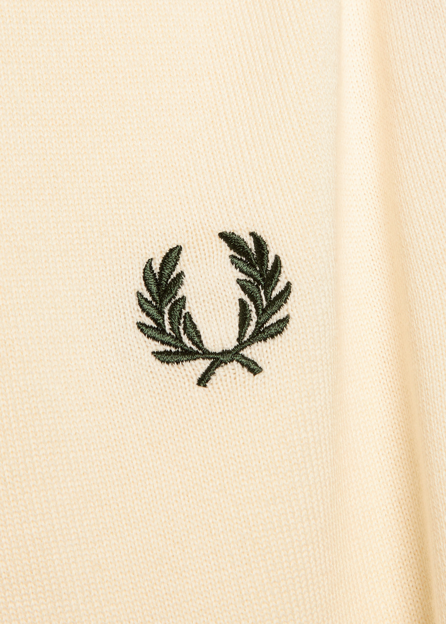 Fred Perry Logo-embroidered Fine Cotton-knit Polo Shirt Ecru