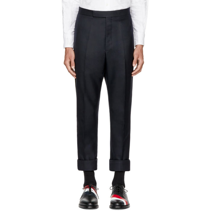 Photo: Thom Browne Navy Classic Selvedge Backstrap Trousers 