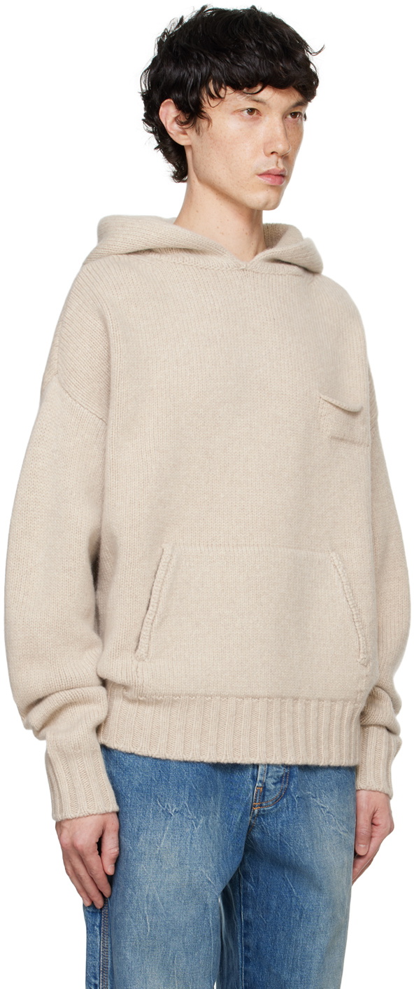 le PÈRE Beige Knitted Hoodie