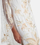 Là Fuori Ivory Garden embellished caped gown