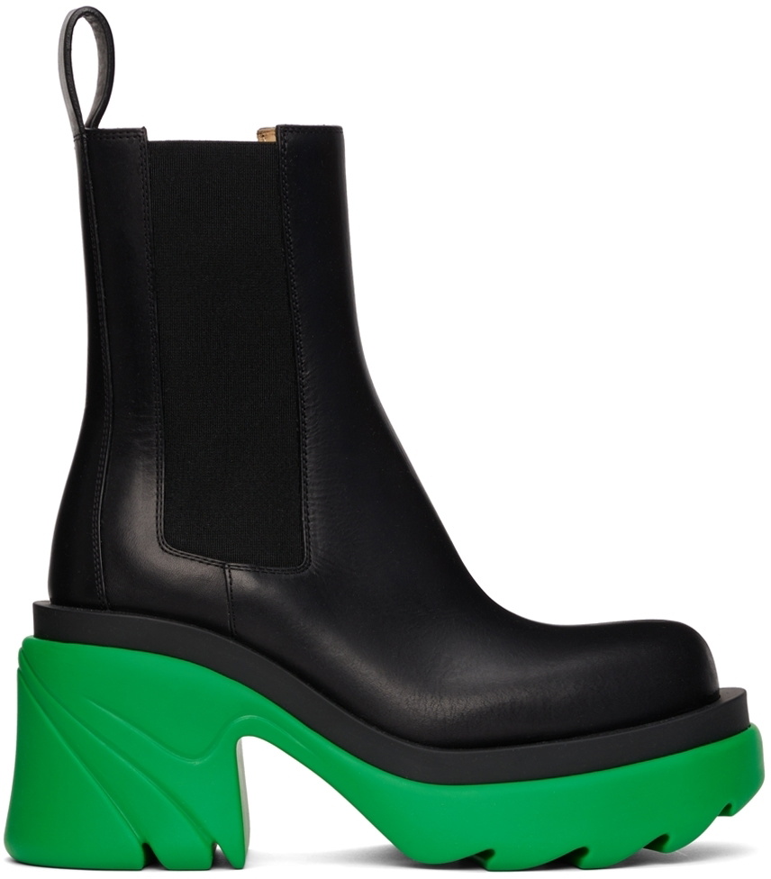Bottega Veneta Black & Green Flash Boots Bottega Veneta
