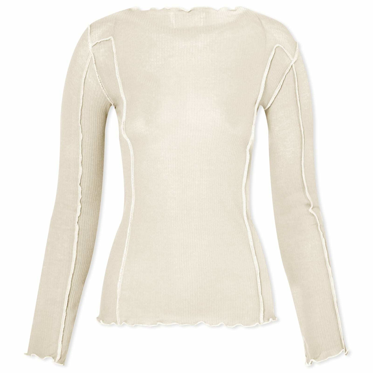 Baserange Women's Long Sleeve Omato T-Shirt in Off White Baserange