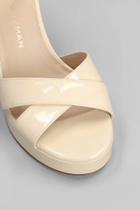 Stuart Weitzman Dayna Platform Sandals In Beige Patent Leather
