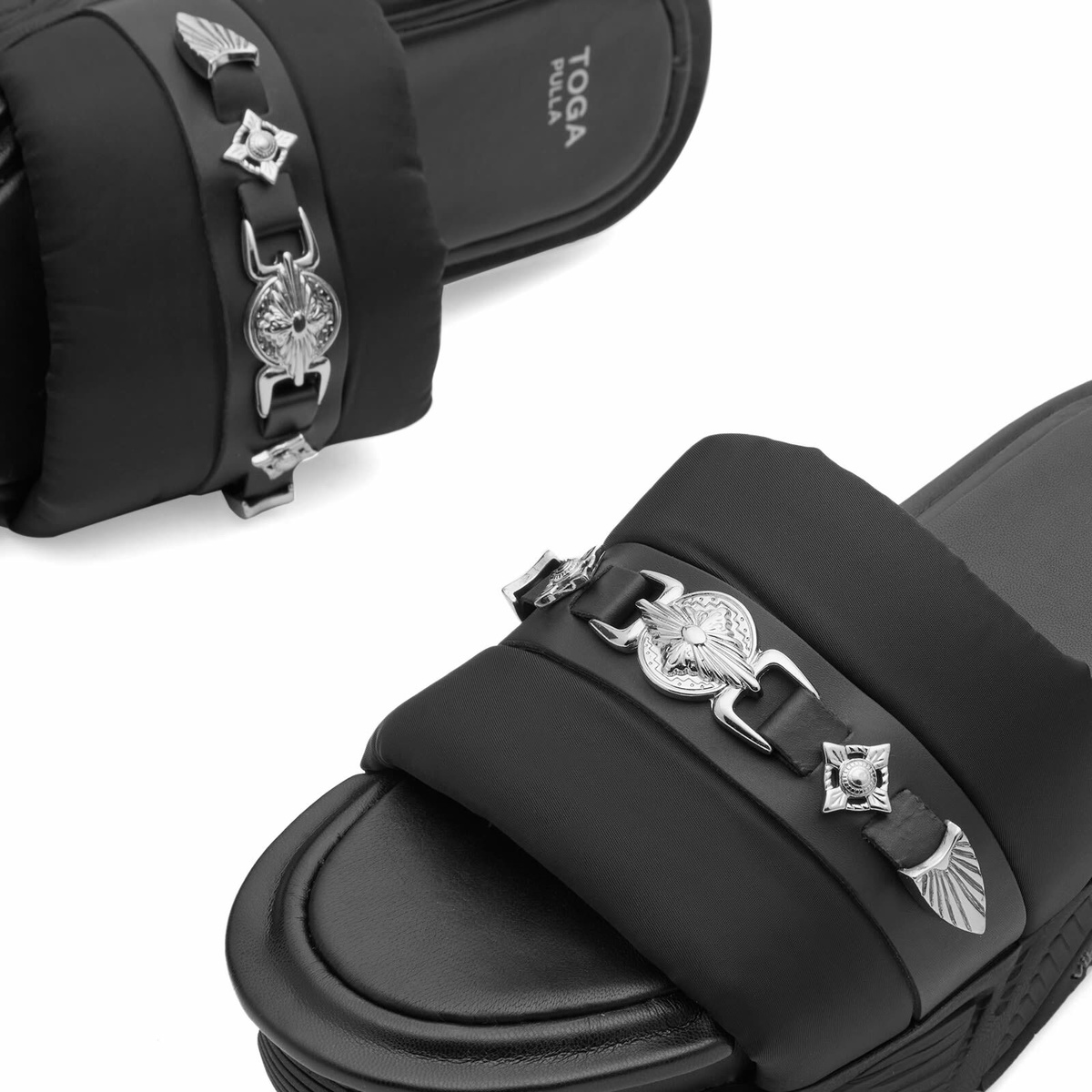 Toga Pulla Women's Platform Slider Sandals in Black