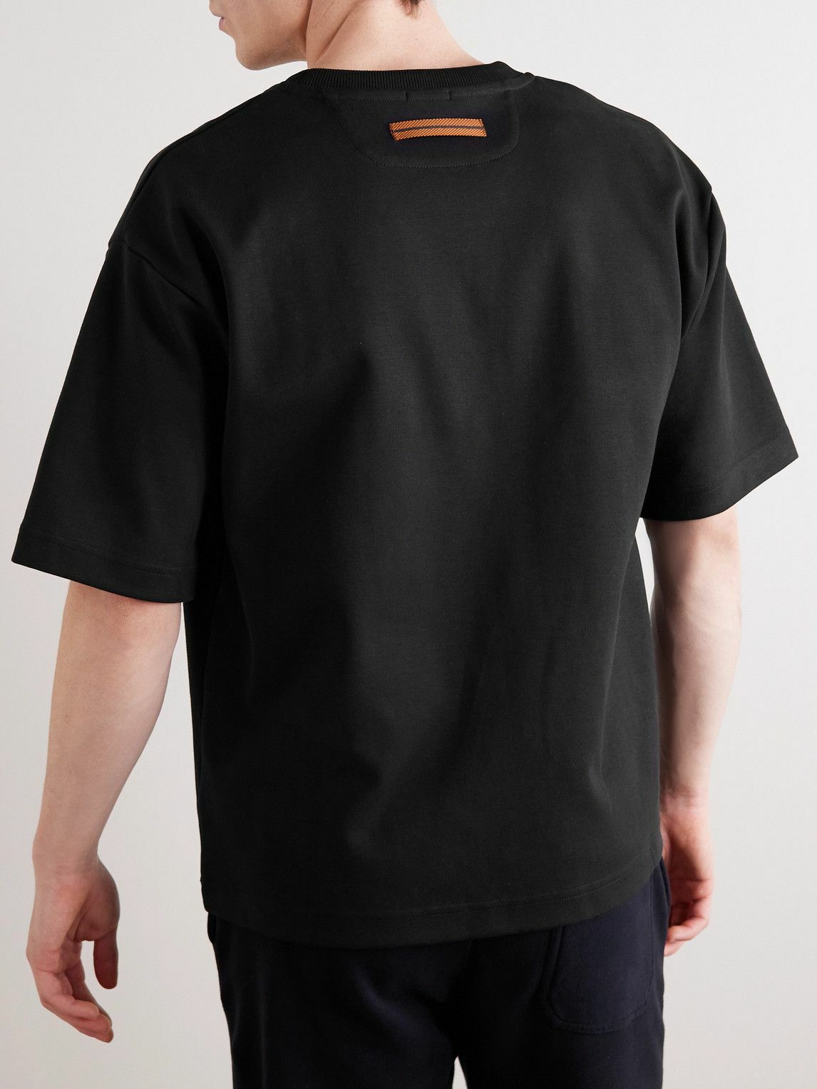 Zegna - Logo-Appliquéd Cotton-Jersey T-Shirt - Black Zegna