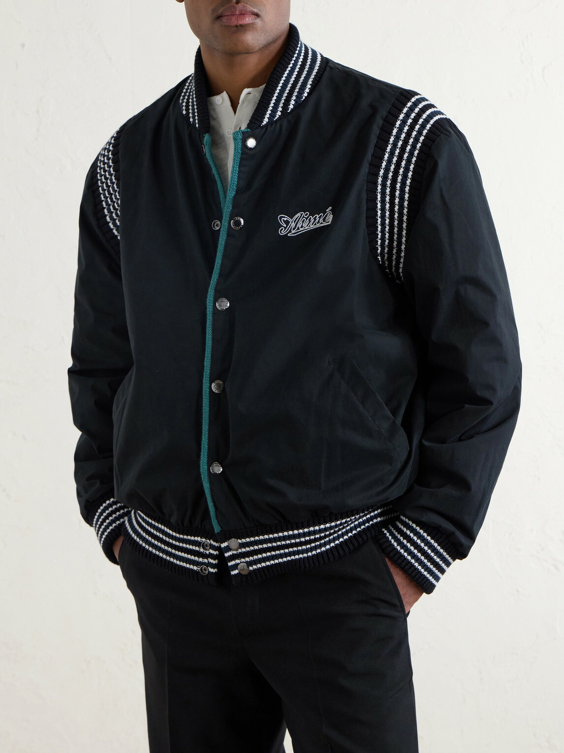 Aimé Leon Dore - Reversible Knitted Cotton-Blend Bomber Jacket - Green