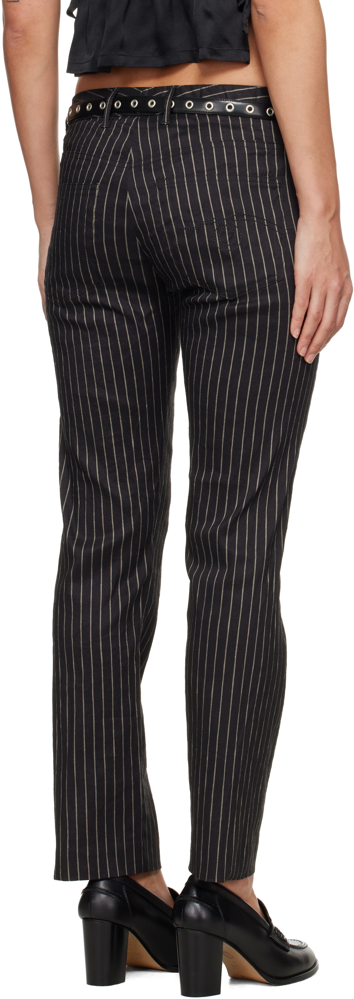 R13 Black Tailored Boy Straight Trousers