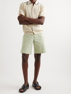 DOPPIAA - Aaza Straight-Leg Pleated Cotton-Blend Seersucker Bermuda Shorts - Green