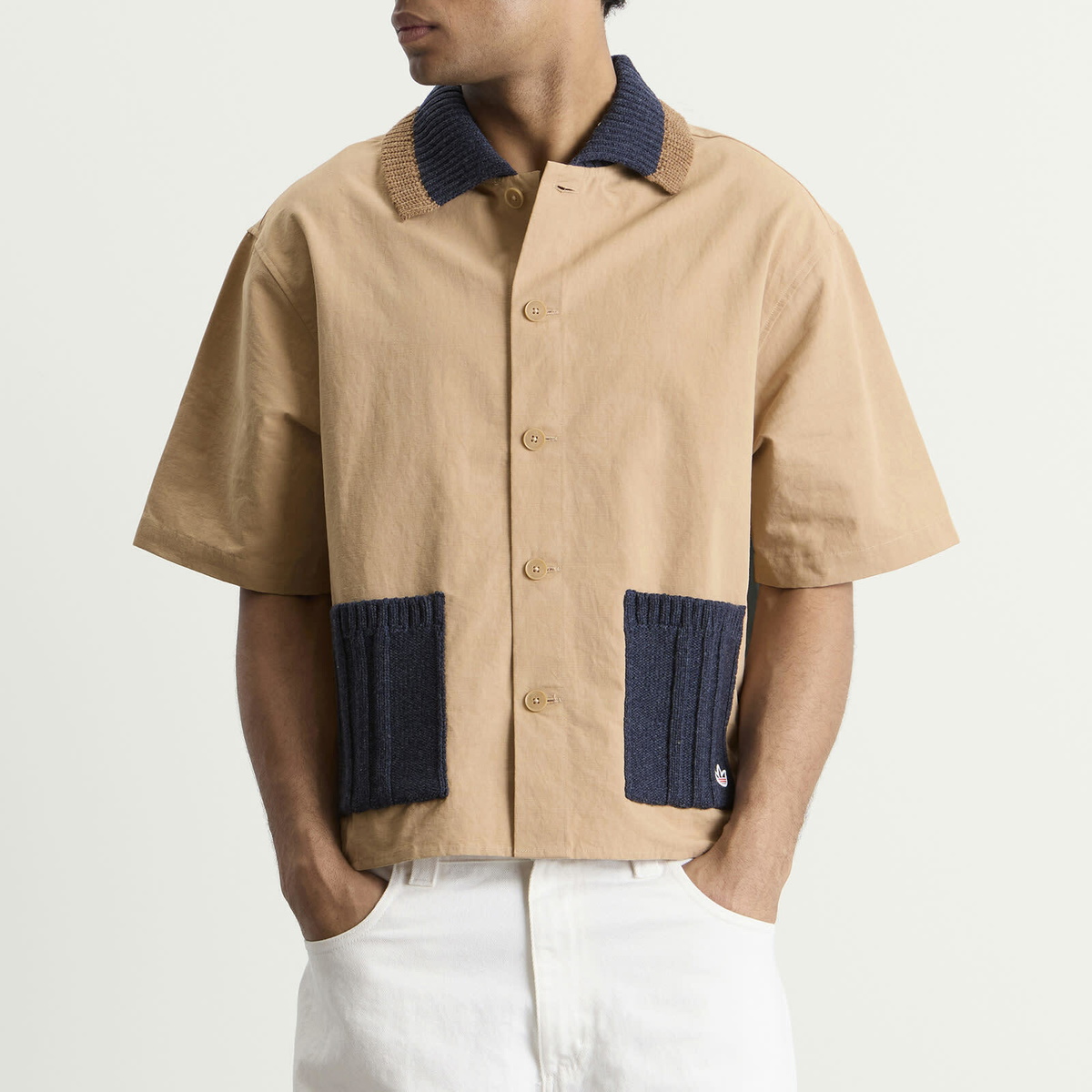 Adidas Men's Clot Ss Guayabera By Edison Chen in Warm Sandstone