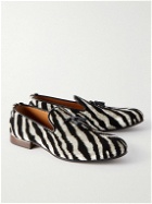 TOM FORD - Nicolas Tasselled Leather-Trimmed Zebra-Print Corduroy Loafers - Black