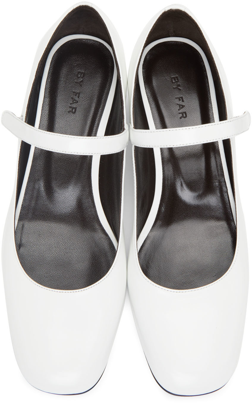 BY FAR White Ginny Mary Jane Ballerina Flats