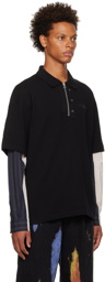 Feng Chen Wang Black Paneled Polo