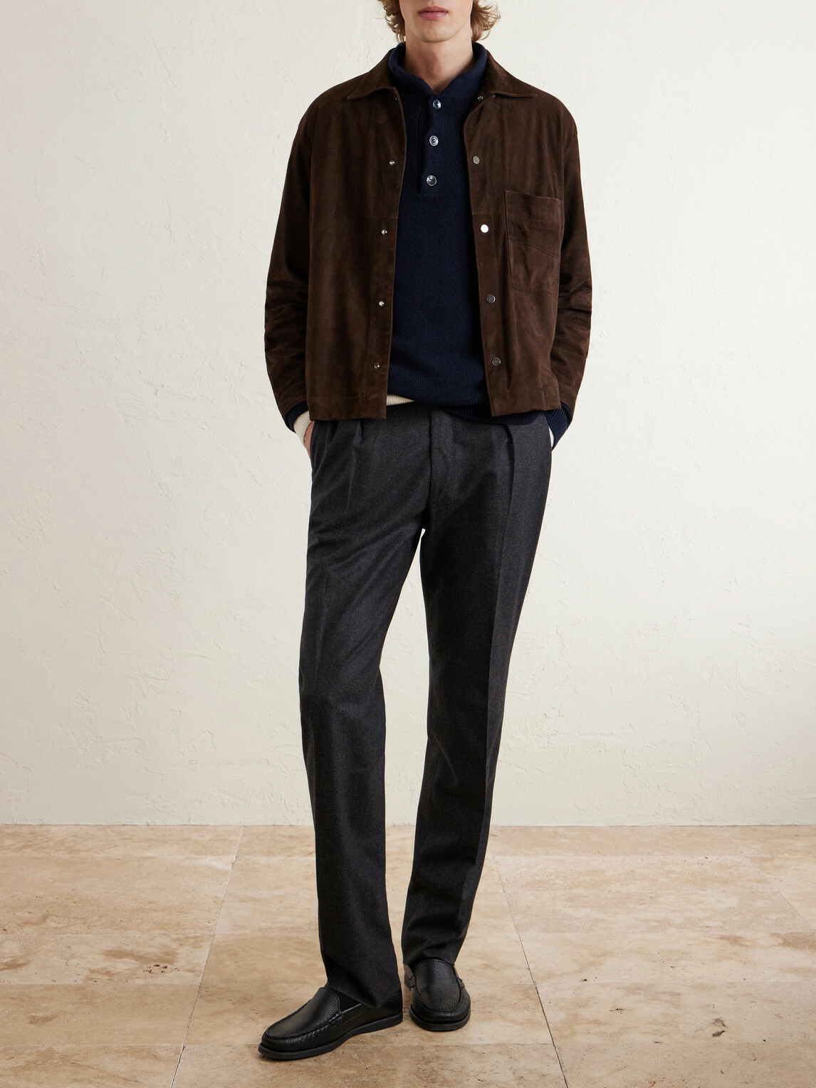 UMIT BENAN - Francis Cashmere Polo Sweater - Blue