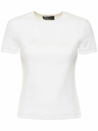 BLUMARINE - Embroidered Ribbed Cotton Logo T-shirt