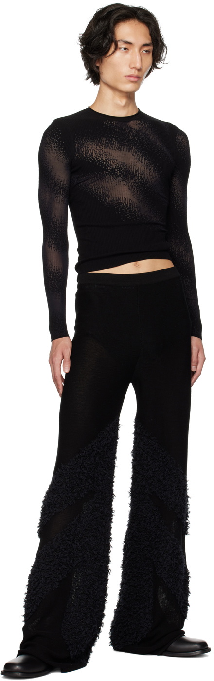 Dion Lee Black Burn Out Long Sleeve T-Shirt