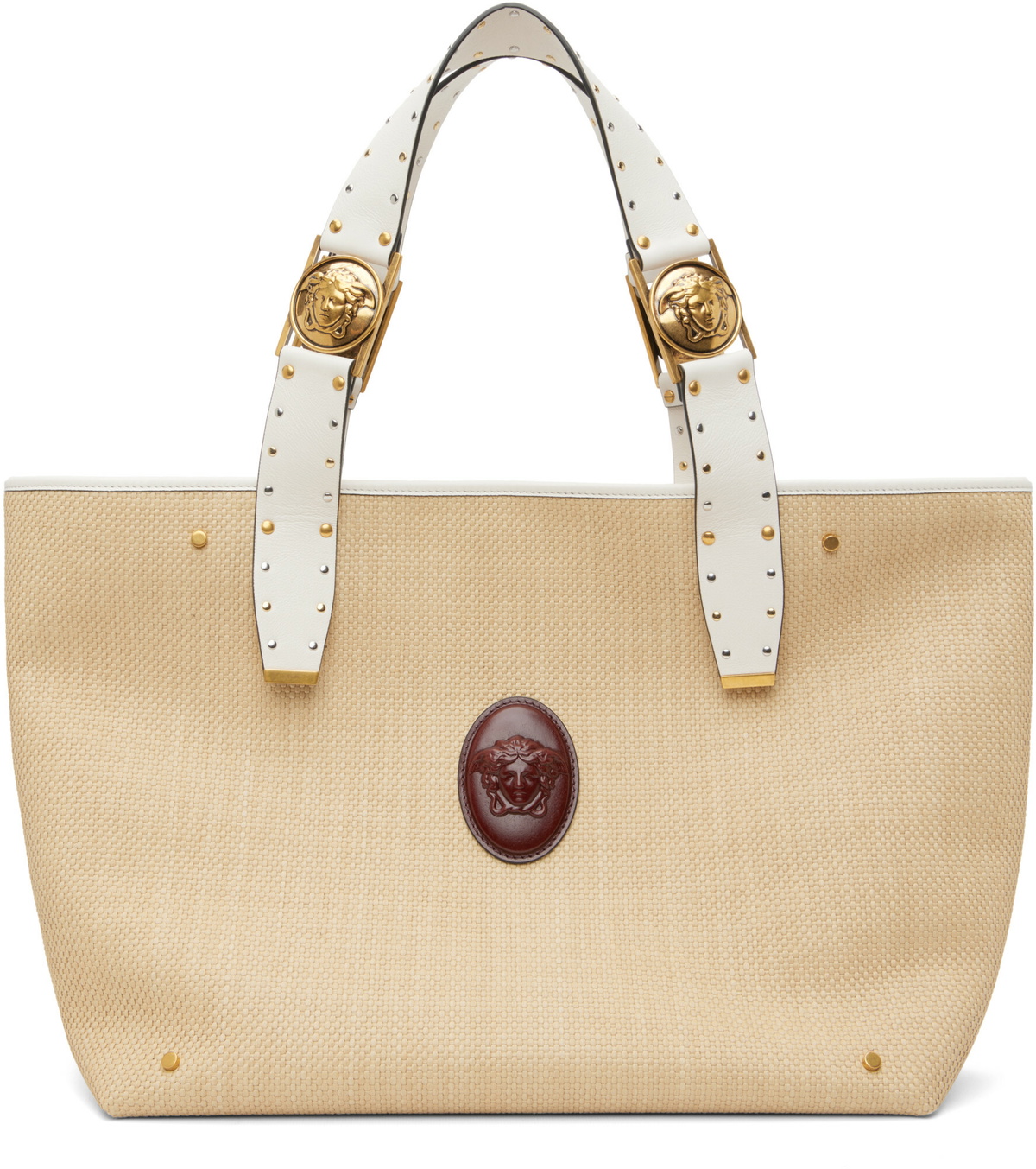 Versace Beige Rivière Large Raffia Tote