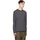 Junya Watanabe Navy Horizontal Stripes Long Sleeve T-Shirt