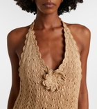 Elie Saab Floral-appliqué crochet cotton maxi dress