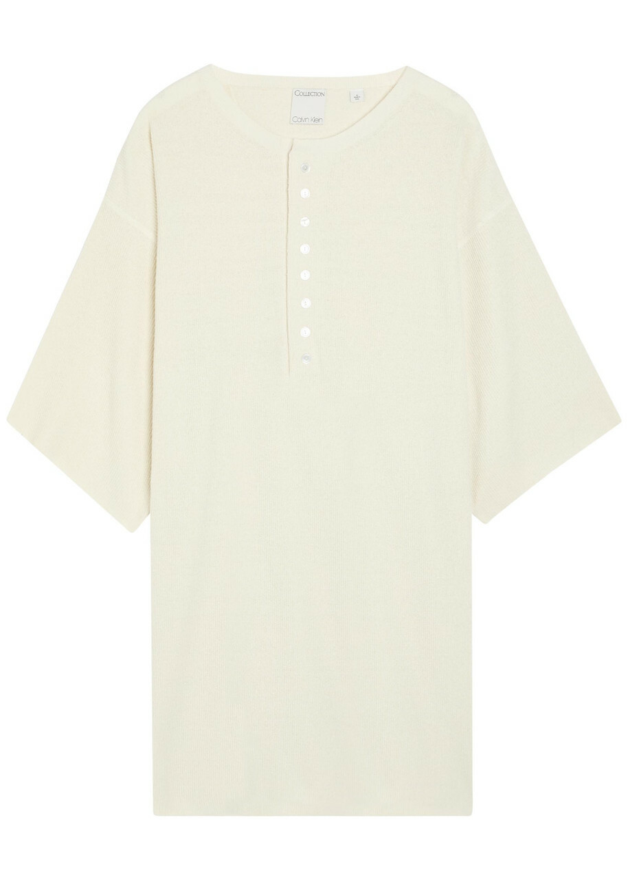 Calvin Klein Round-neck Ribbed-knit Silk top White
