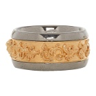 Versace Gold and Silver Brocade Ring