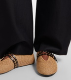 Alaïa Paperstraw leather-trimmed Mary Jane flats