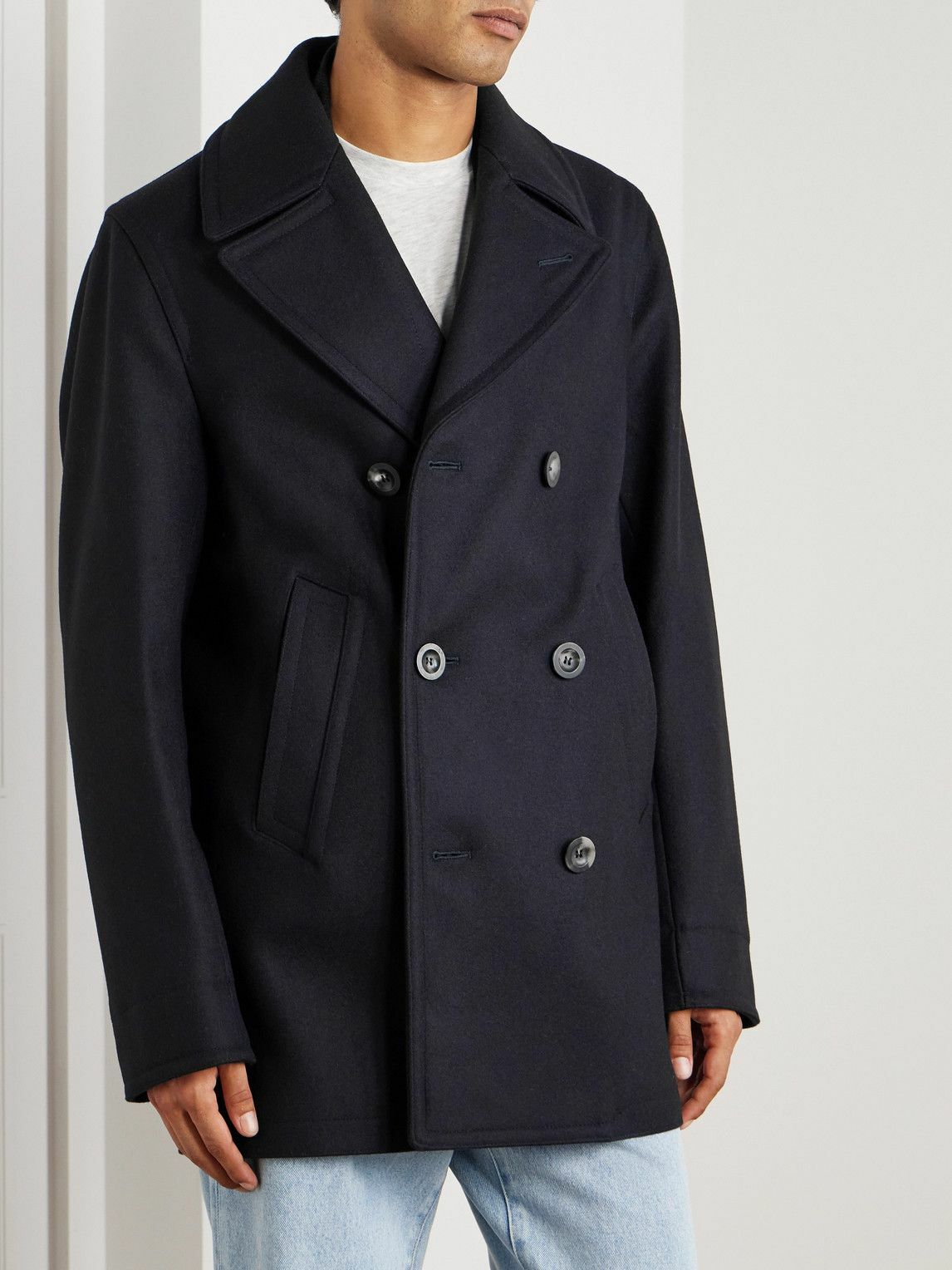 Private White V.C. - The Manchester Wool Peacoat - Blue