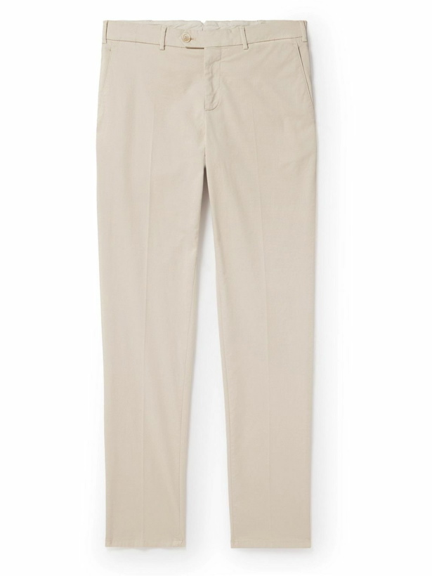 Photo: Brunello Cucinelli - Slim-Fit Cotton-Blend Twill Trousers - Neutrals