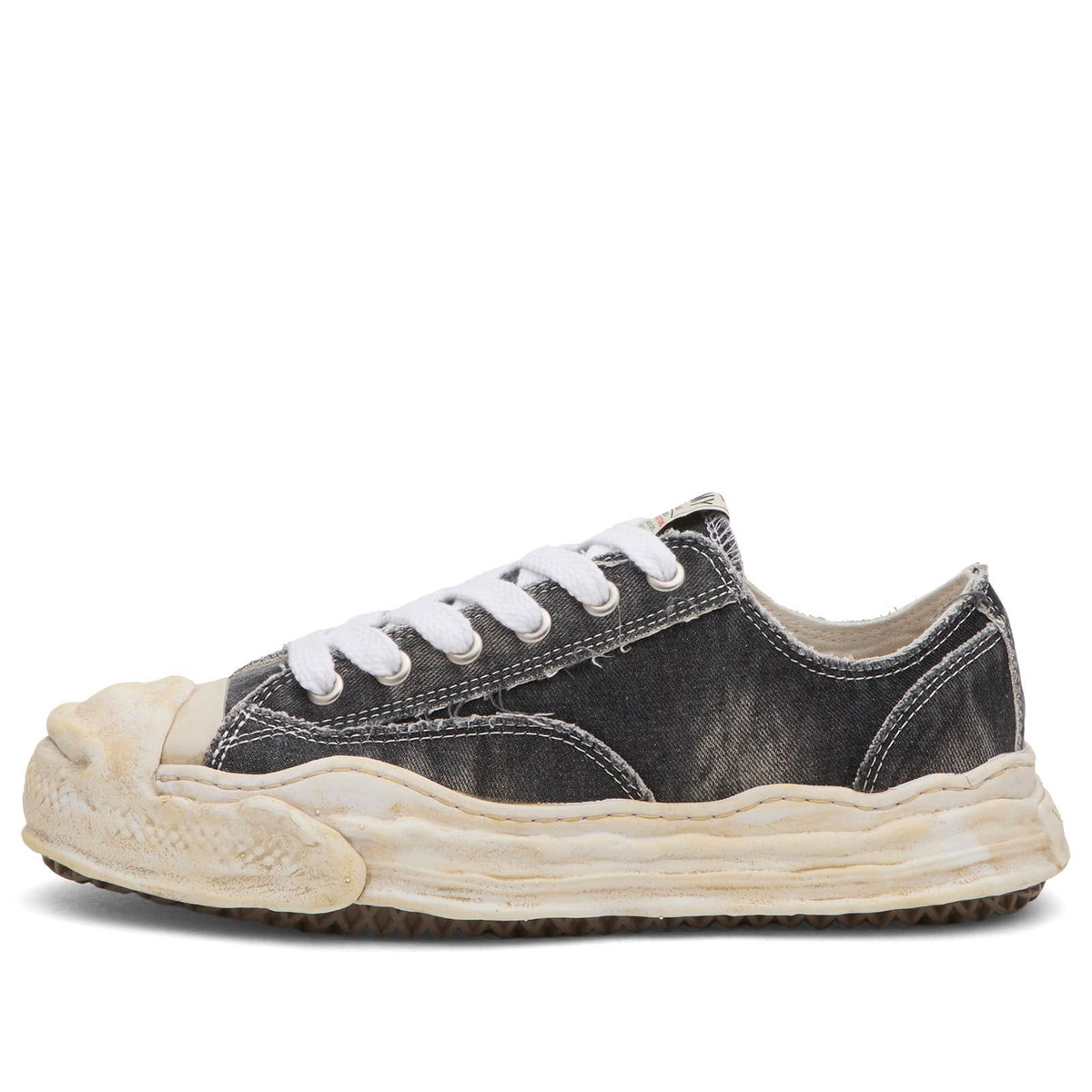 Maison MIHARA YASUHIRO Men's Hank Bleach Washed Low-Top in Black
