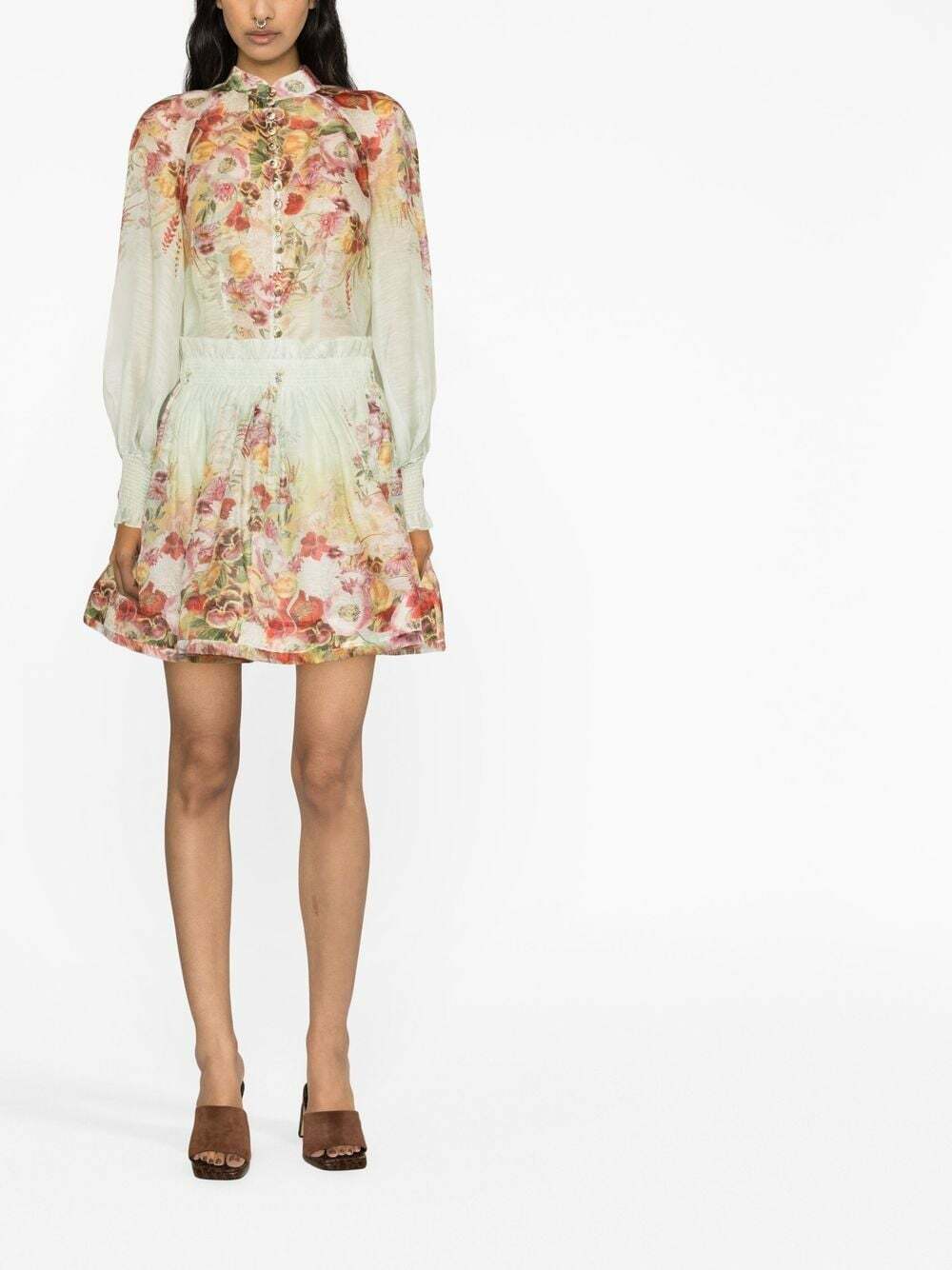 ZIMMERMANN - Floral Print Silk Blend Linen Blouse Zimmermann