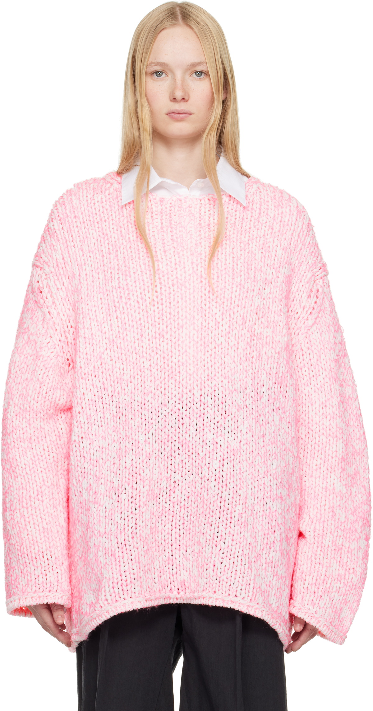 Comme des Garçons Homme Plus Pink Lily Yarn Sweater