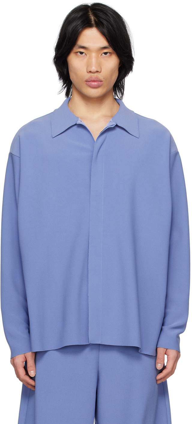 Birrot Blue Spread Collar Shirt