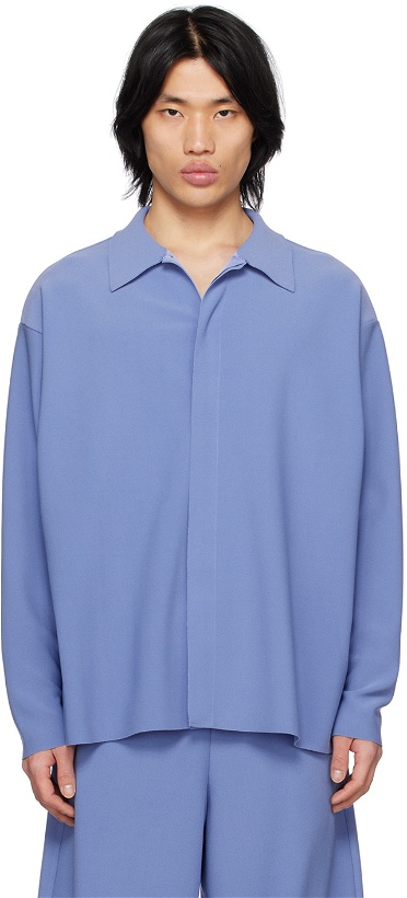 Photo: Birrot Blue Spread Collar Shirt