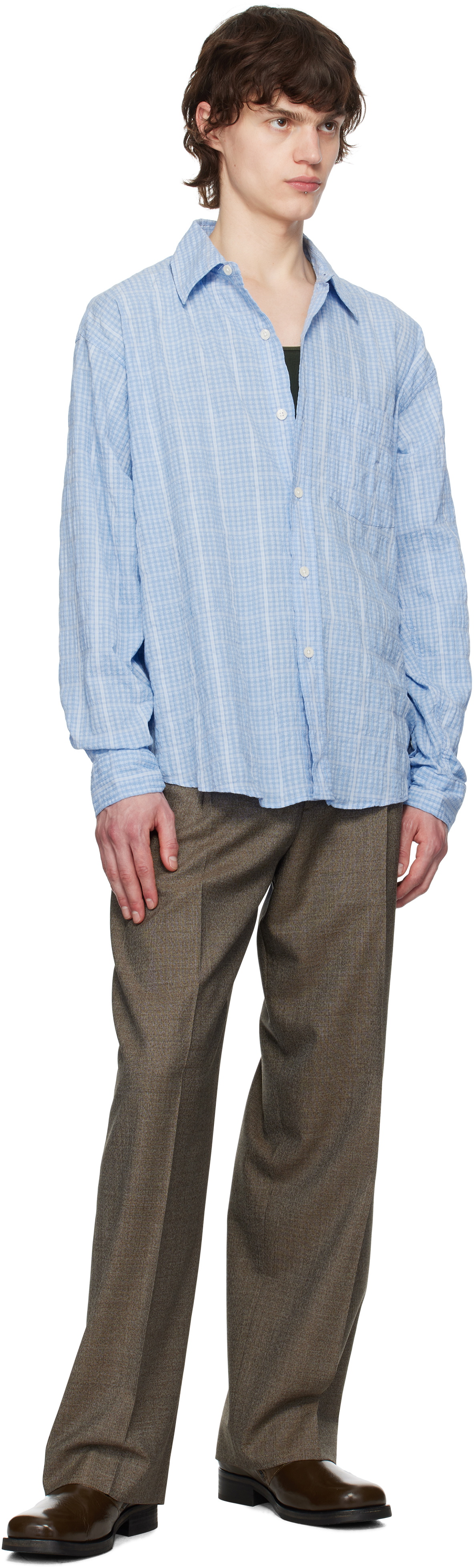 mfpen Blue Seersucker Executive Shirt