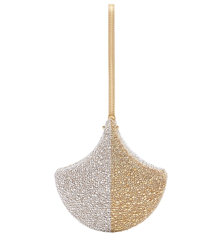 Photo: Bvlgari Ginkgo crystal-embellished suede clutch