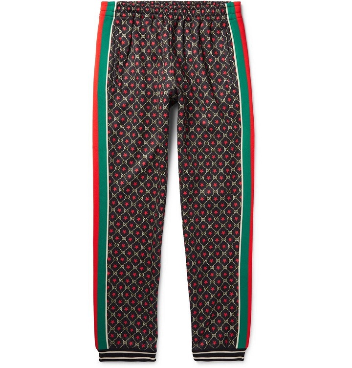 Photo: Gucci - Tapered Webbing-Trimmed Logo-Print Tech-Jersey Track Pants - Multi