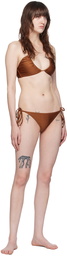 GANNI Brown Bandeau Bikini Top