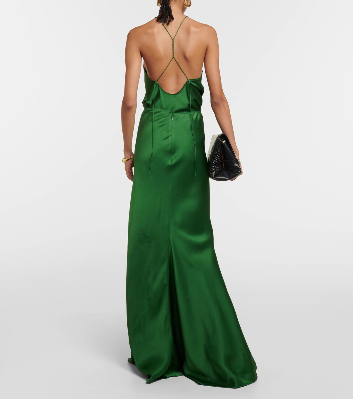 スカート VICTORIA BECKHAM Women Skirts 1225WDR006342A9342 Green Satin midi skirt in green - Victoria Beckham | Mytheresa