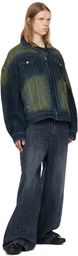 Juun.J Navy Zipper Trucker Denim Jacket