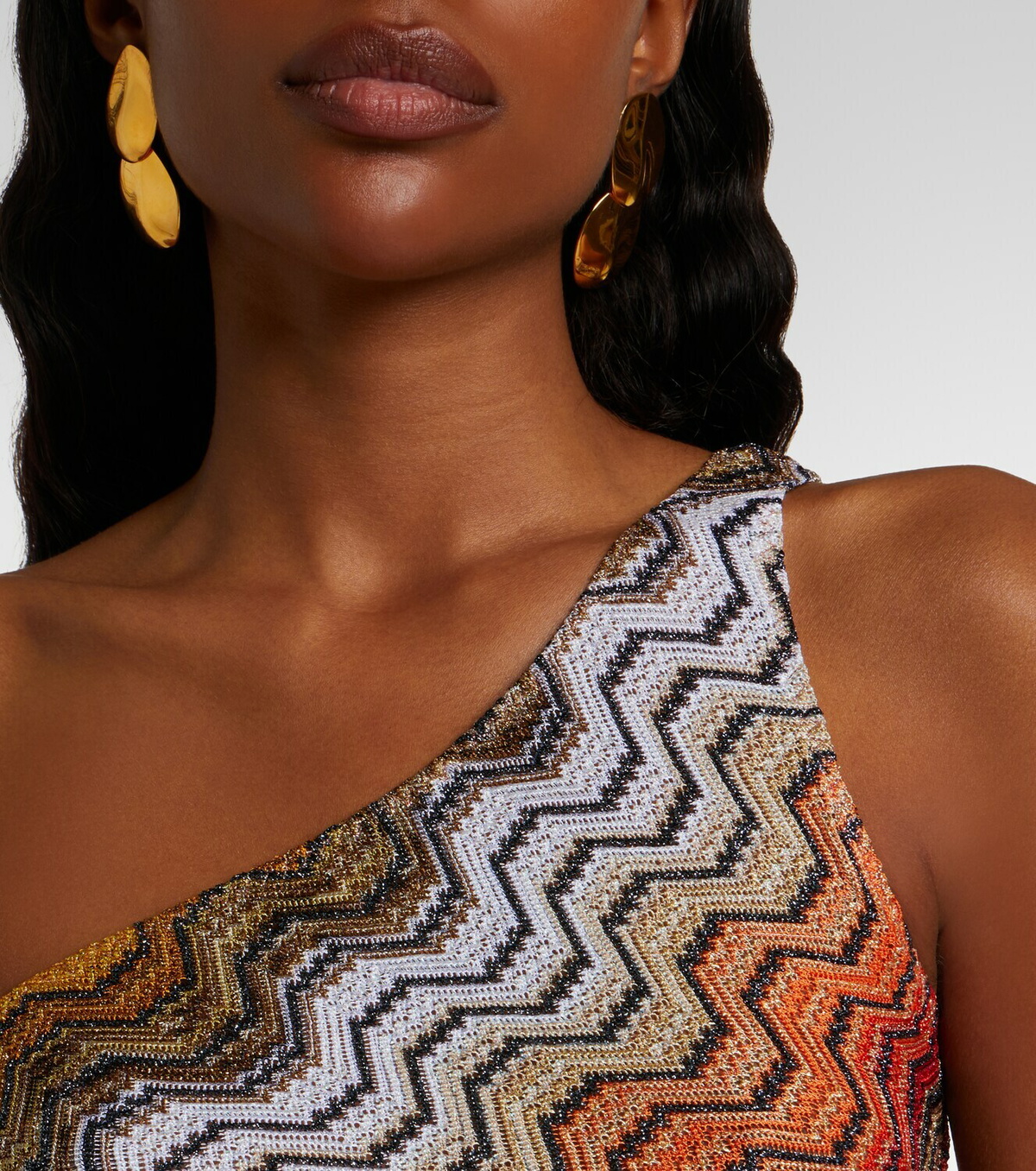 Missoni One-shoulder lamé crop top