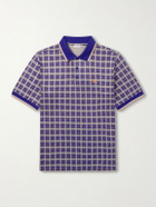 Burberry - Logo-Embroidered Checked Jacquard Polo Shirt - Blue