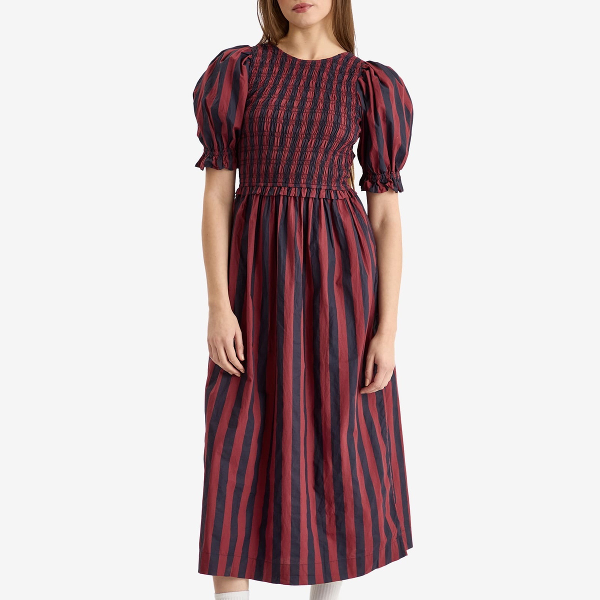 open lace back dress The Sybil Striped Midi Dress main image 1