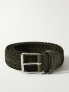 Anderson's - 3.5cm Leather-Trimmed Woven Belt - Green