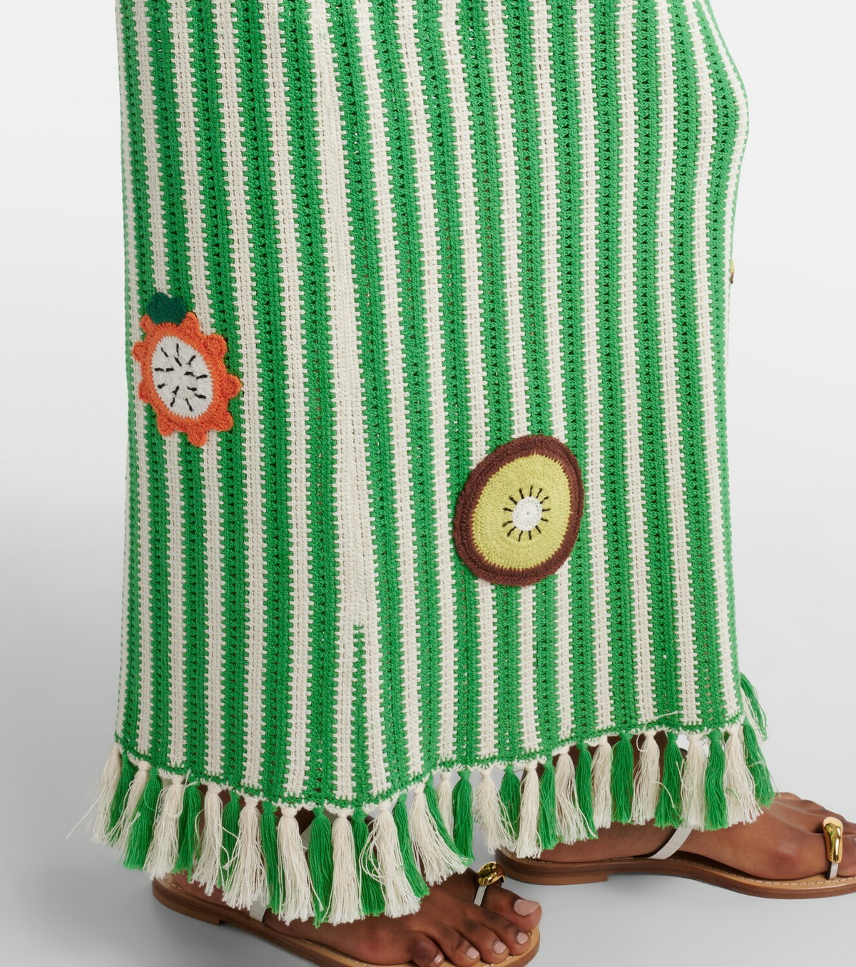 Alémais Sundae crochet embroidered cotton maxi skirt