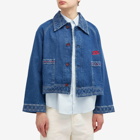 BODE Men's Embroidered Denim Jacket in Indigo