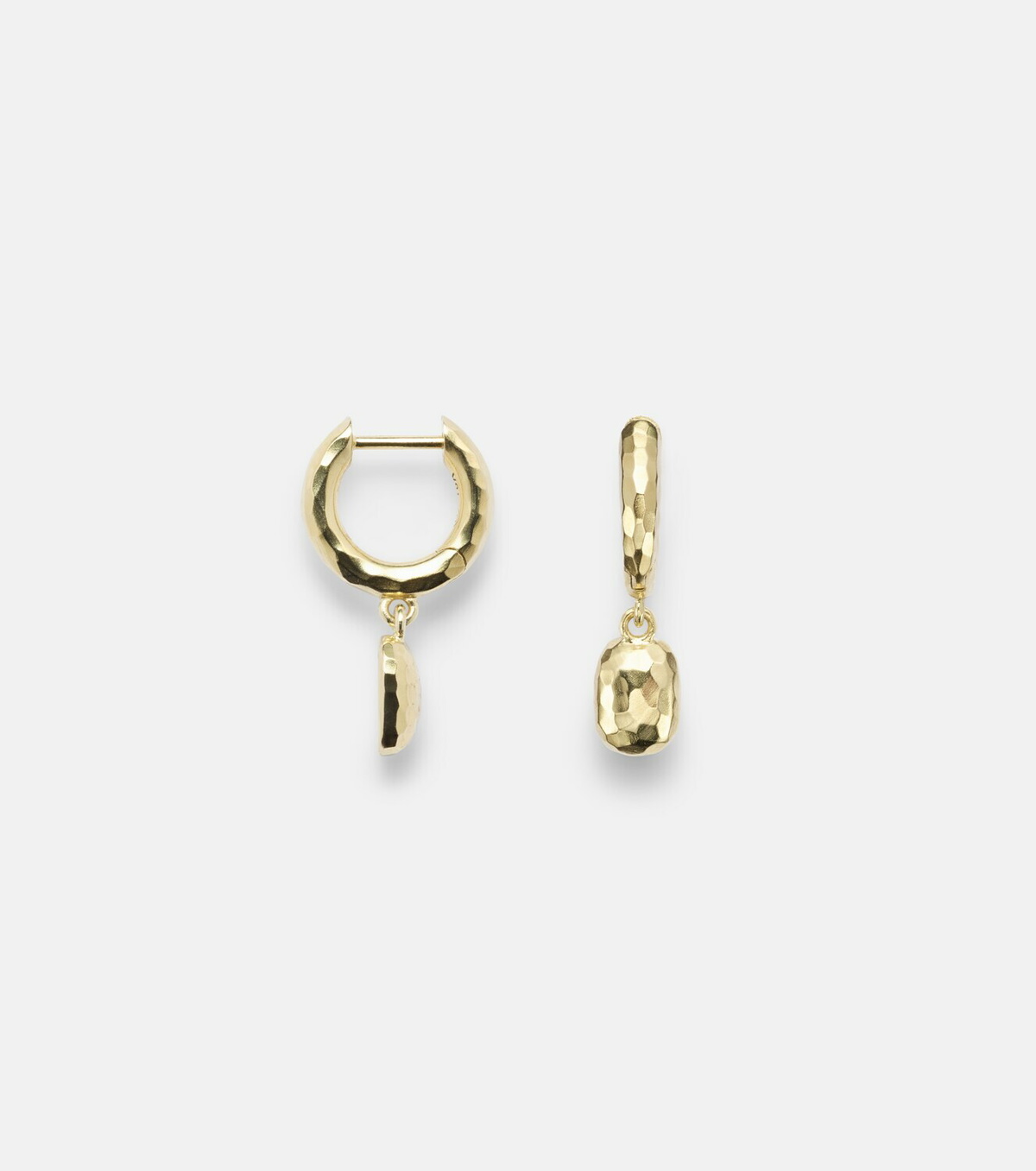 Octavia Elizabeth Hidden Gem 18kt gold huggies with diamonds