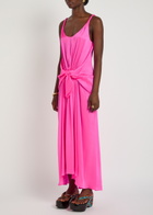 JW Anderson Draped Knot Silk Midi Dress Pink
